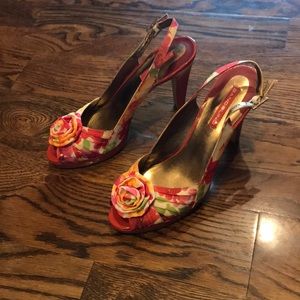 Pink Floral Heels Sz 7.5